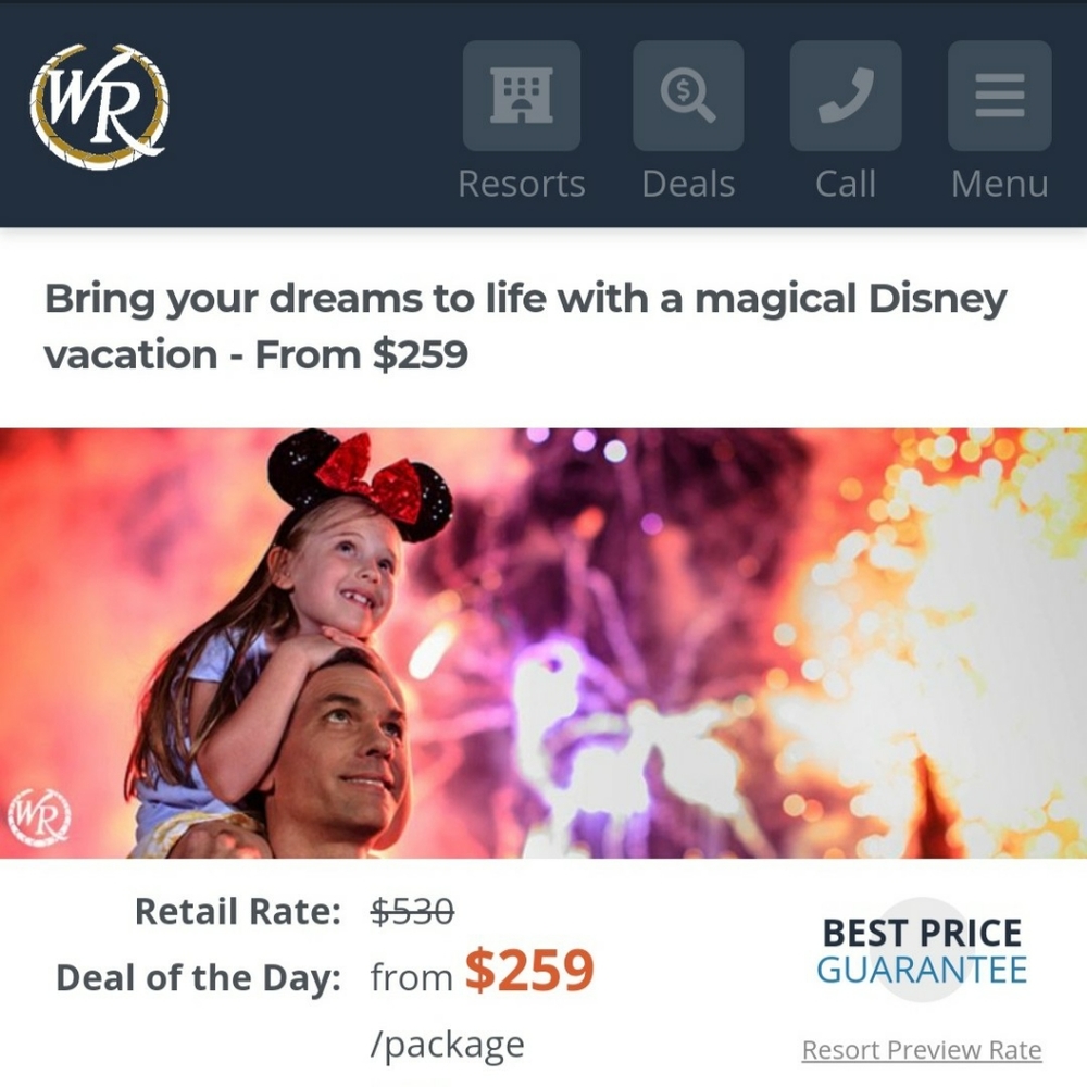 2 Disney Tickets with 3 Days 2 Nights Package $259